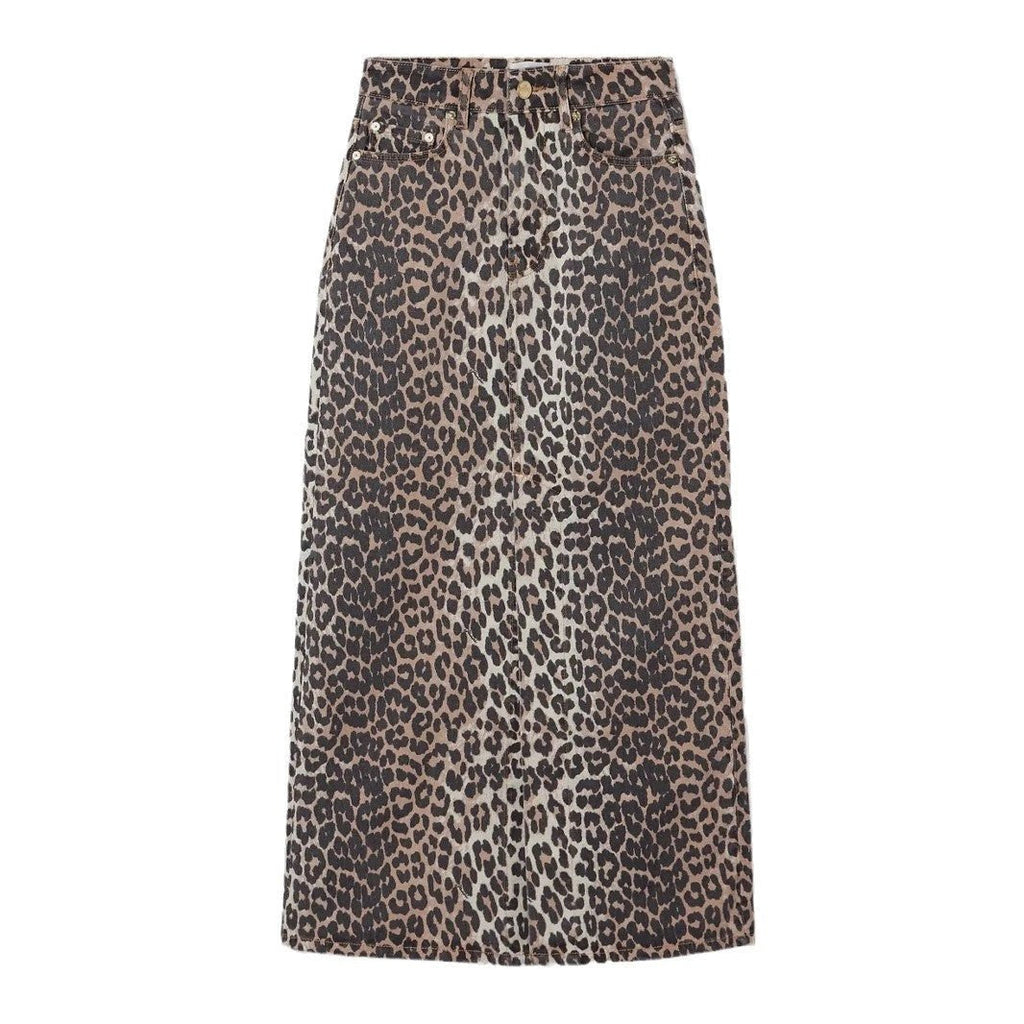 Leopard Print Straight Ankle-length Skirt