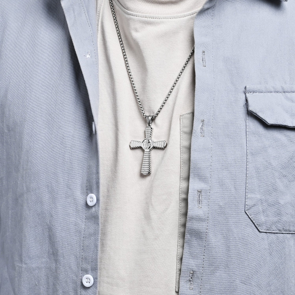 Benedict Exorcist Titanium Steel Cross Personality Retro Body Protector Pendants