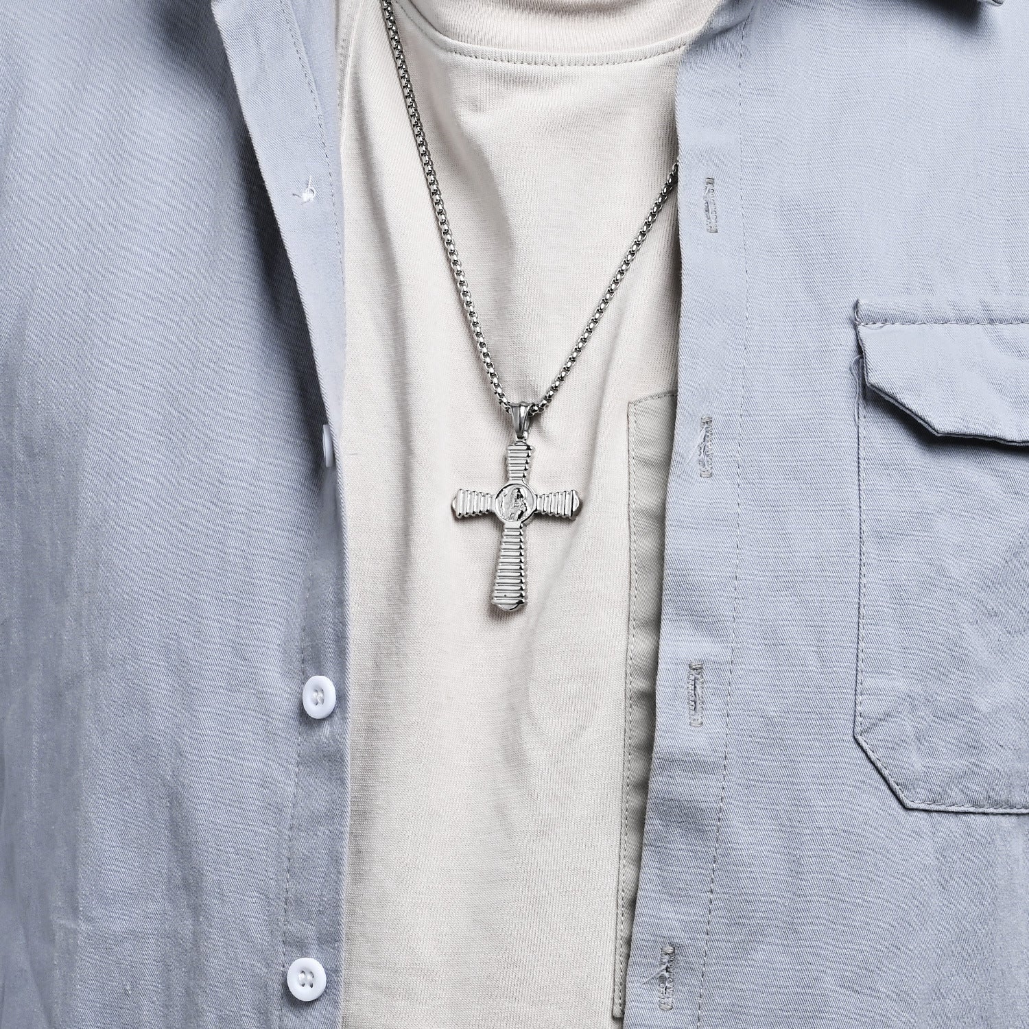 Benedict Exorcist Titanium Steel Cross Personality Retro Body Protector Pendants