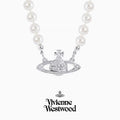 Women's Sterling Sier Classic Saturn Pearl Pin Necklaces