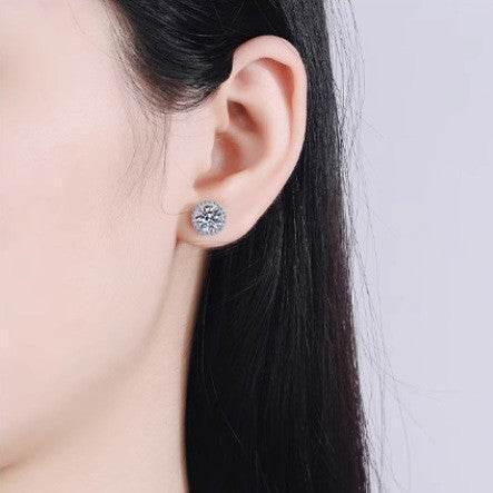 S925 Multicolor Moissanite Halo Stud Earrings, Sterling Silver 10 Color Round-Cut Certificated Moissanite Jewelry for Men & Women, Simple & Stylish Gift for Wedding, Birthday, Anniversary