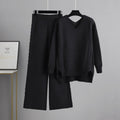 Knitted Wide Leg Pants Sweater Suit for Women Autumn Korean Loose Thick Twet
