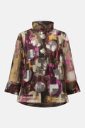 Organza Abstract Print Two-Piece Trapeze Jacket - 253163