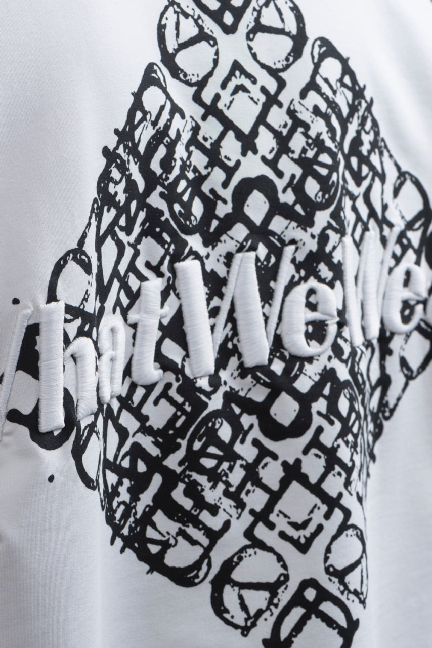 Oversize Cotton Tee - Abstract Diamond Graphic Print