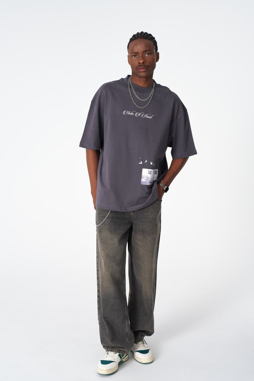 Oversize Cotton Tee / "Make A Stand" Photographic Graphic Print