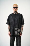 Oversize Cotton Tee - Ornate Pattern Graphic Print Shirt