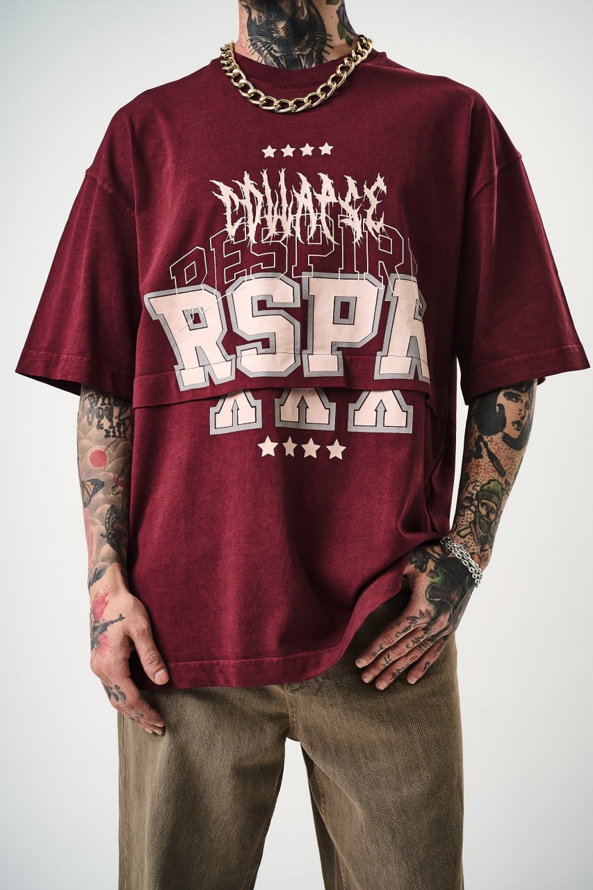 Oversize Cotton Tee - "RESPIRA" Graphic Print with Stars