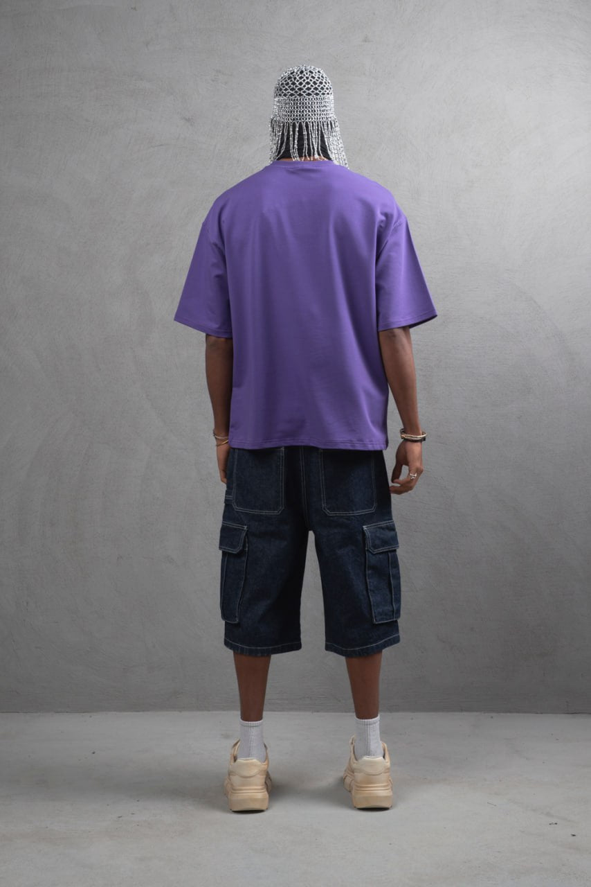 Oversize Cotton Tee – "Virtual Nomad" Graphic Print