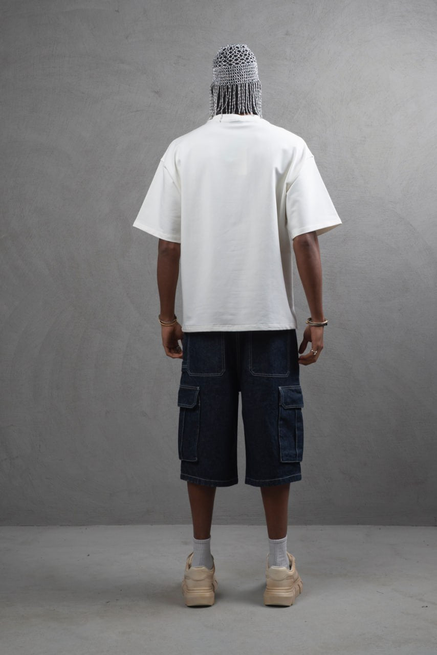 Oversize Cotton Tee – "Virtual Nomad" Graphic Print