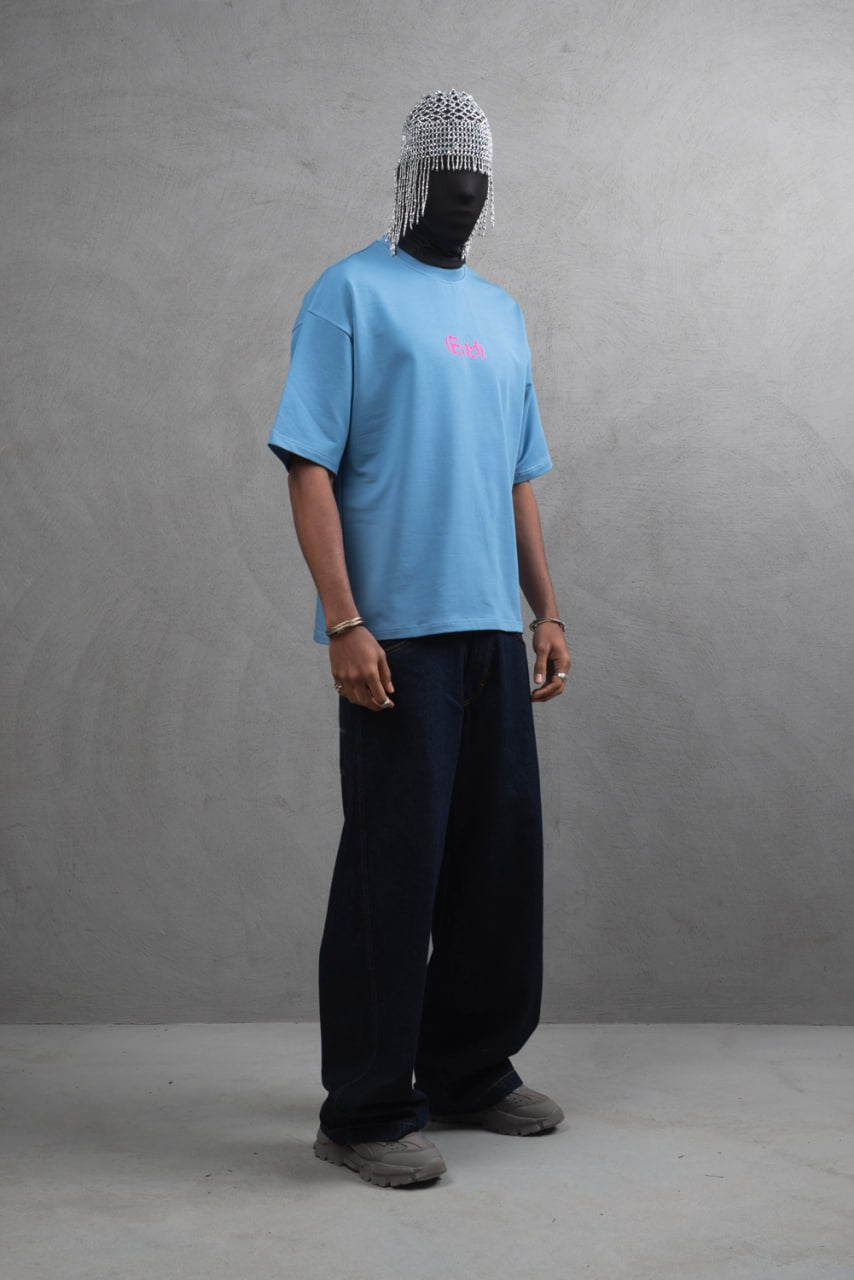 Oversize Cotton Tee – "(End)" Flame Graphic Print