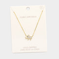 Gold Dipped Cubic Zirconia Elephant Pendant Necklace