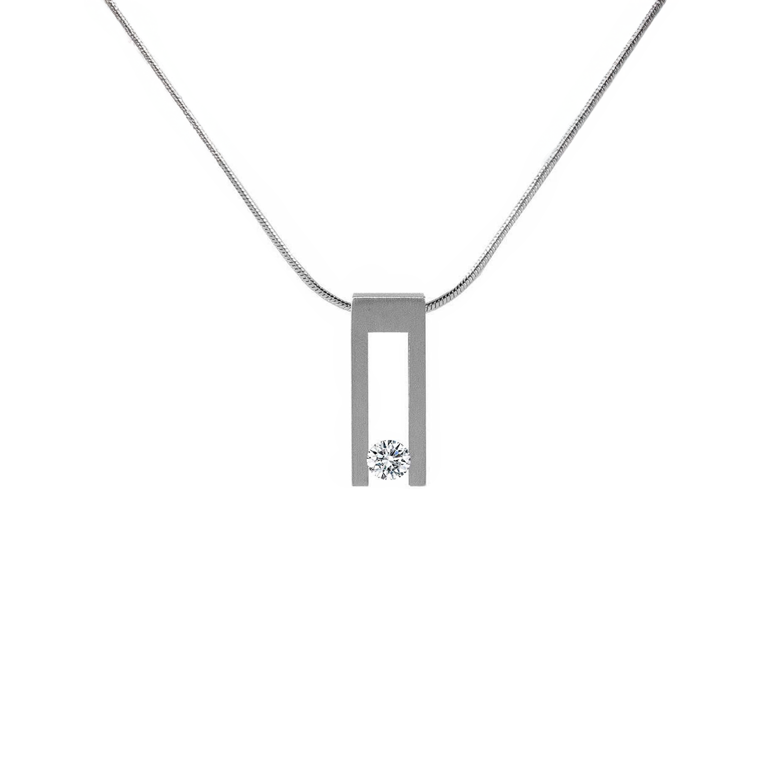 PT089W B.Tiff Hollow Bar Pendant Necklace