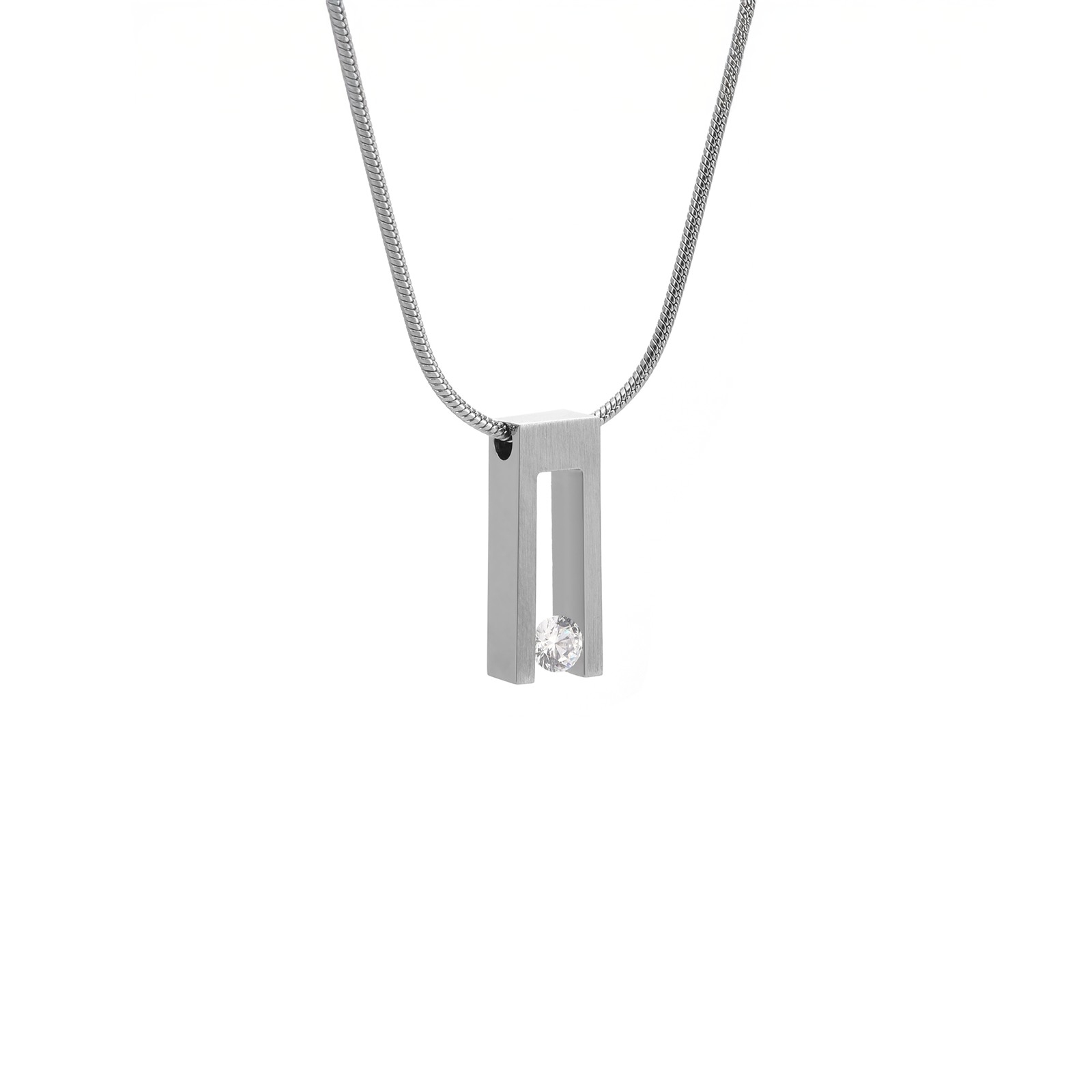 PT089W B.Tiff Hollow Bar Pendant Necklace