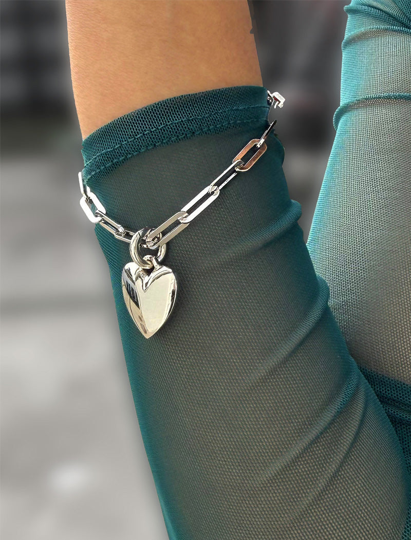 PUFFY HEART Charm Medium Chain Bracelet