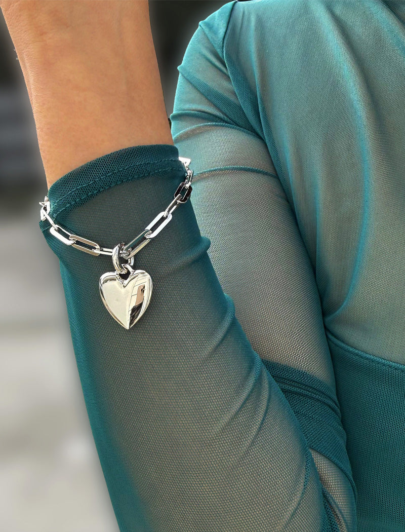 PUFFY HEART Charm Medium Bracelet