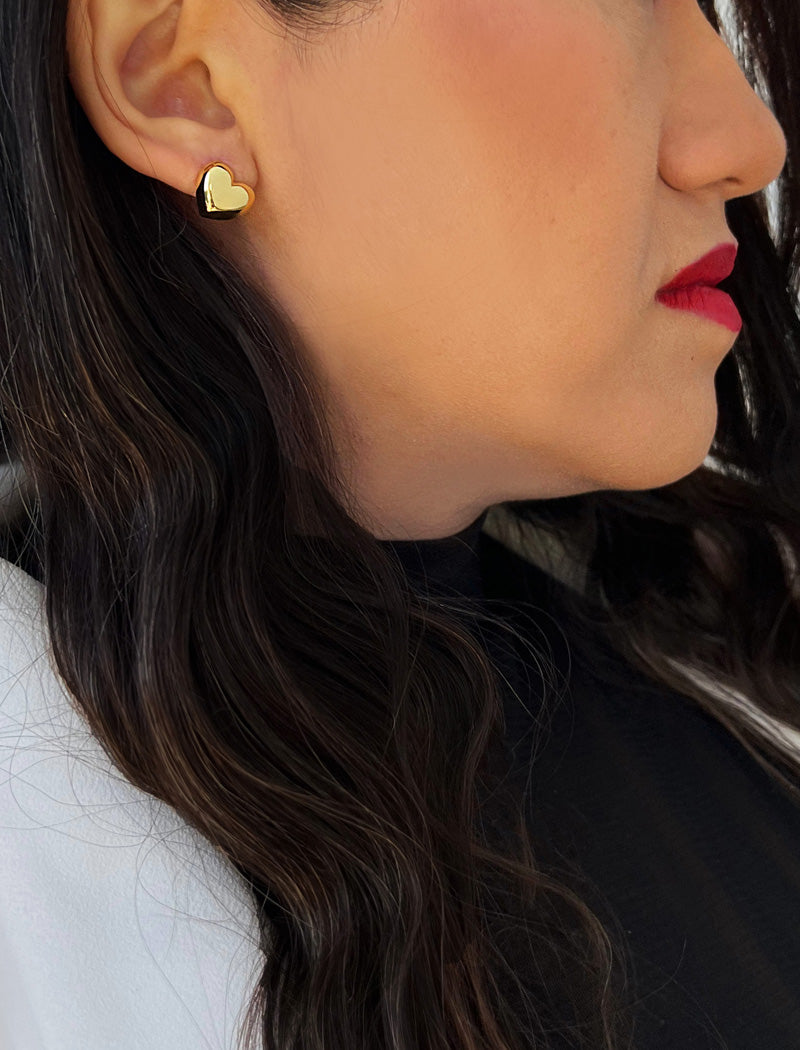 PUFFY HEART Stud Earrings | Sterling Silver