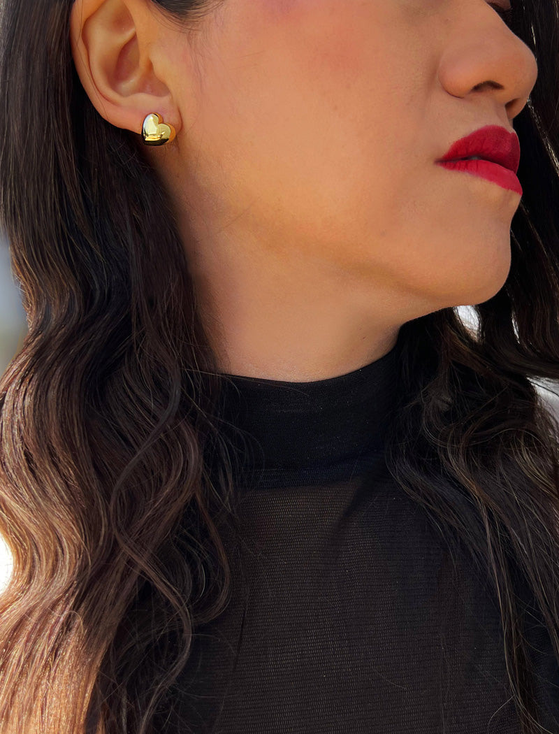 PUFFY HEART Stud Earrings