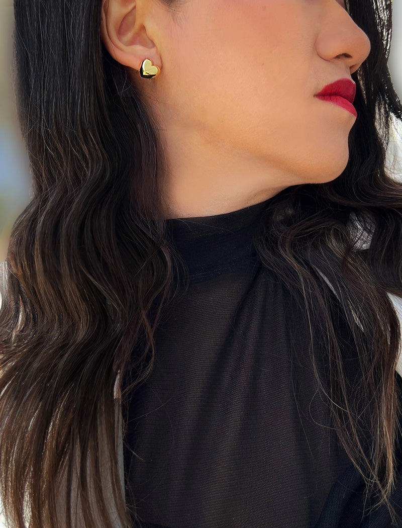 PUFFY HEART Stud Earrings | Sterling Silver