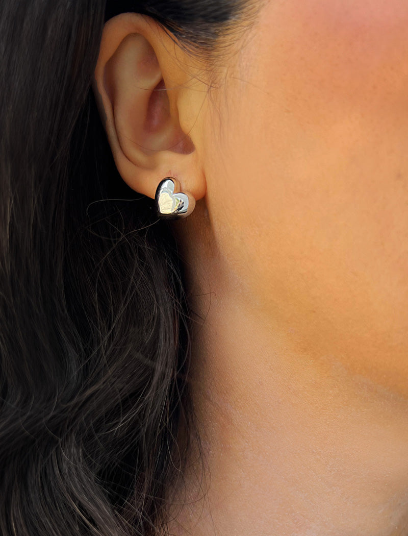 PUFFY HEART Stud Earrings