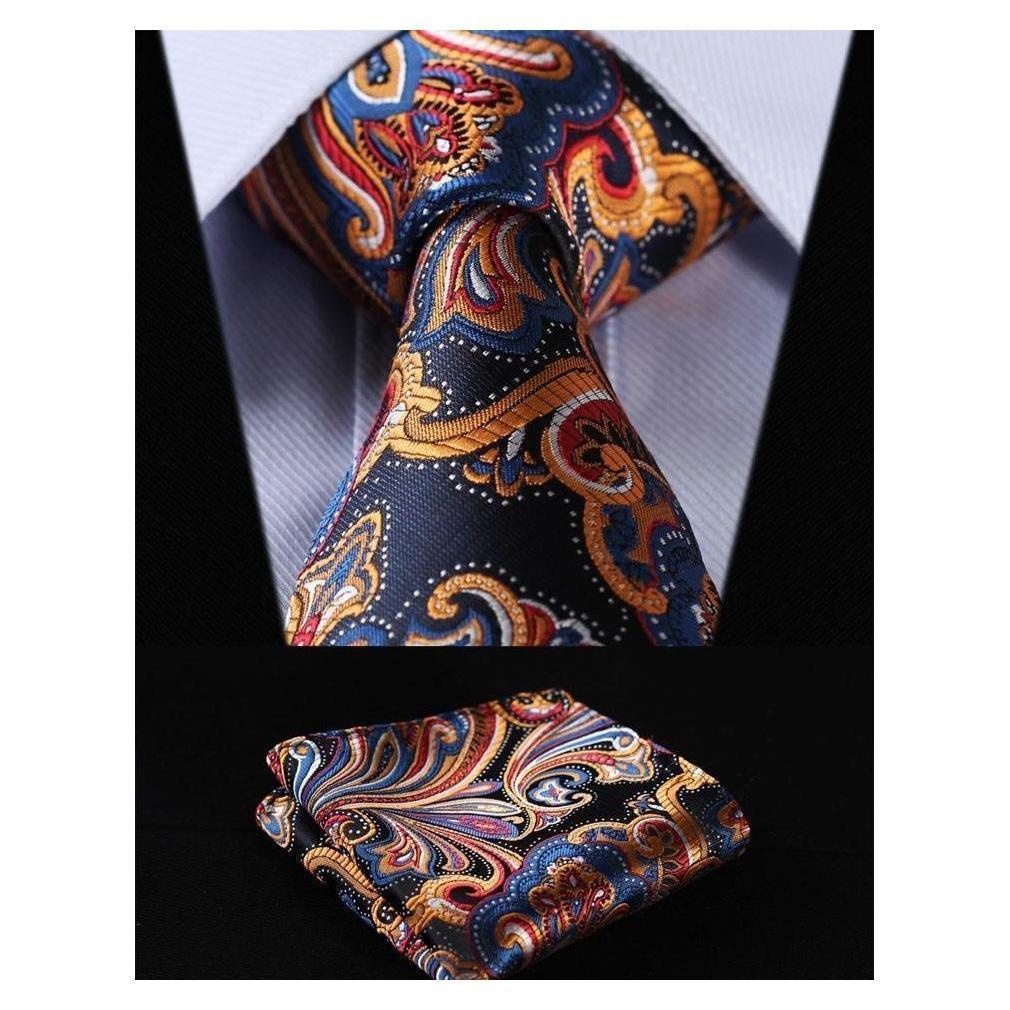 Paisley Wide Necktie & Handkerchief Collection