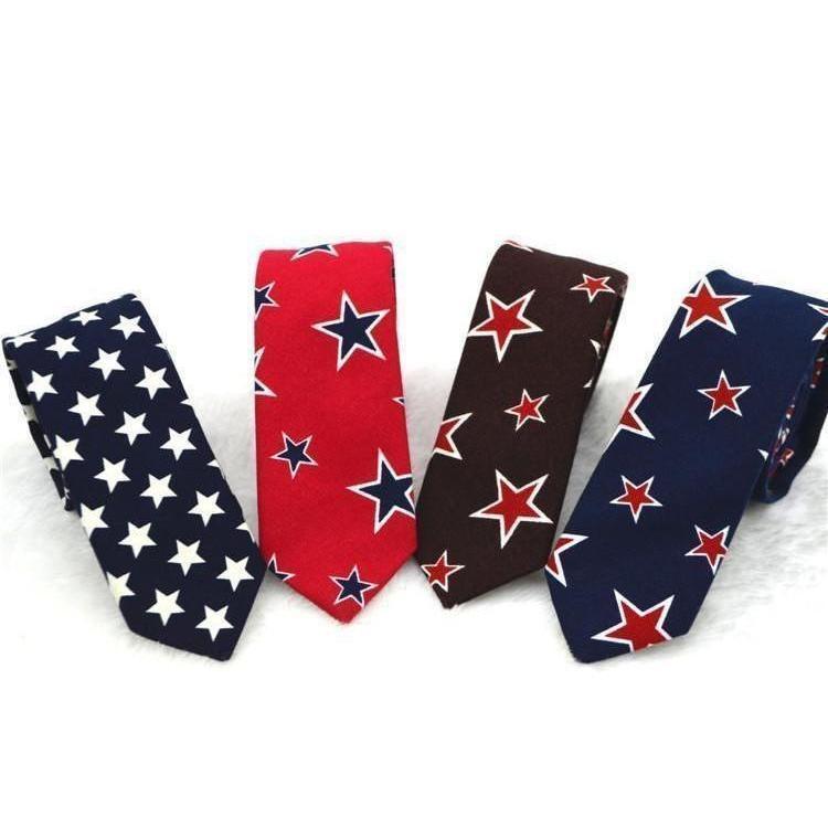 Patriotic Stars USA Collection Skinny Ties - 4 Colors & Styles
