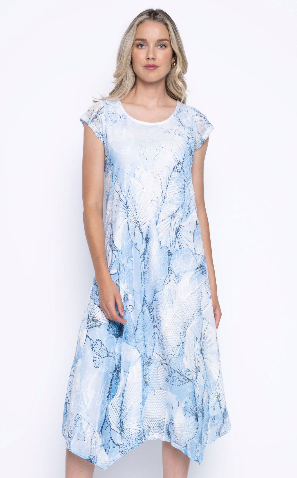 Picadilly Cap Sleeve Floral Midi Dress