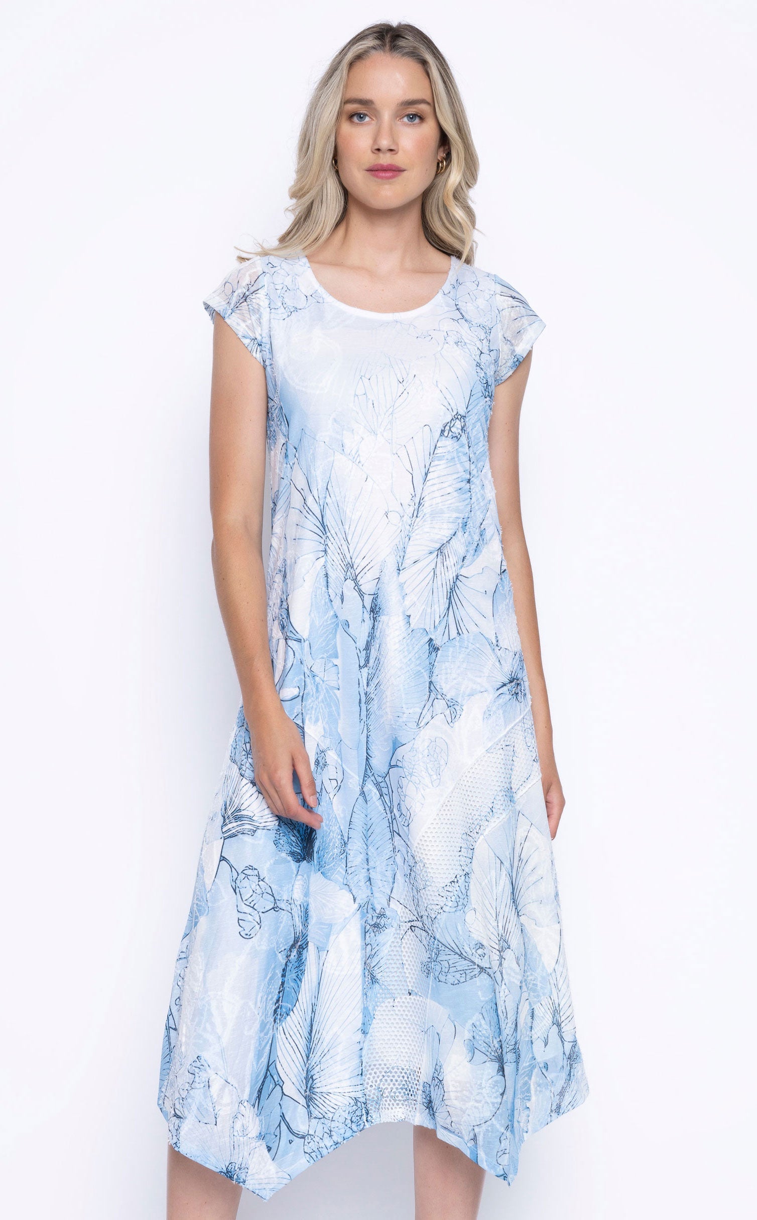 Picadilly Cap Sleeve Floral Midi Dress