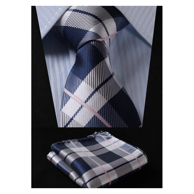 Plaid Wide Necktie & Handkerchief Collection