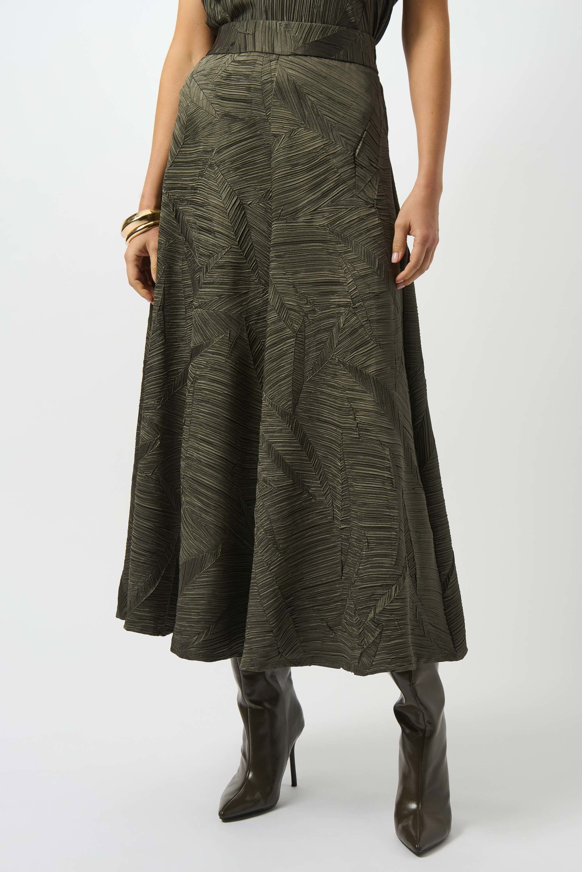 Pleated Satin Long Flared Skirt - 253248-3380