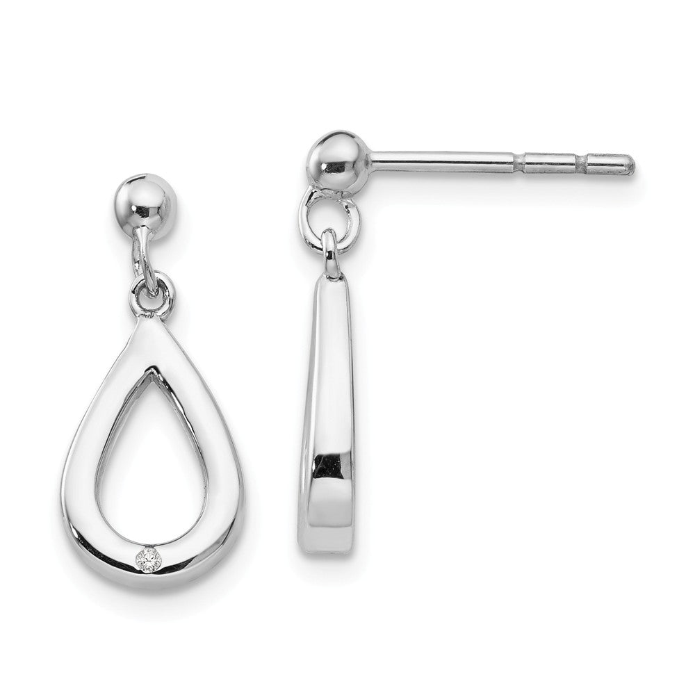 19 mm Sterling Silver 0.01 CT Diamond Earrings, Polished