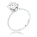 1 Carat Single Stone CZ Rhodium Classic Solitaire Ring Size 5