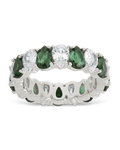 Sterling Silver Pear Cut Emerald CZ Celebration Band Ring