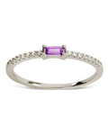 Sterling Silver Thin Amethyst CZ Stacking Birthstone Ring