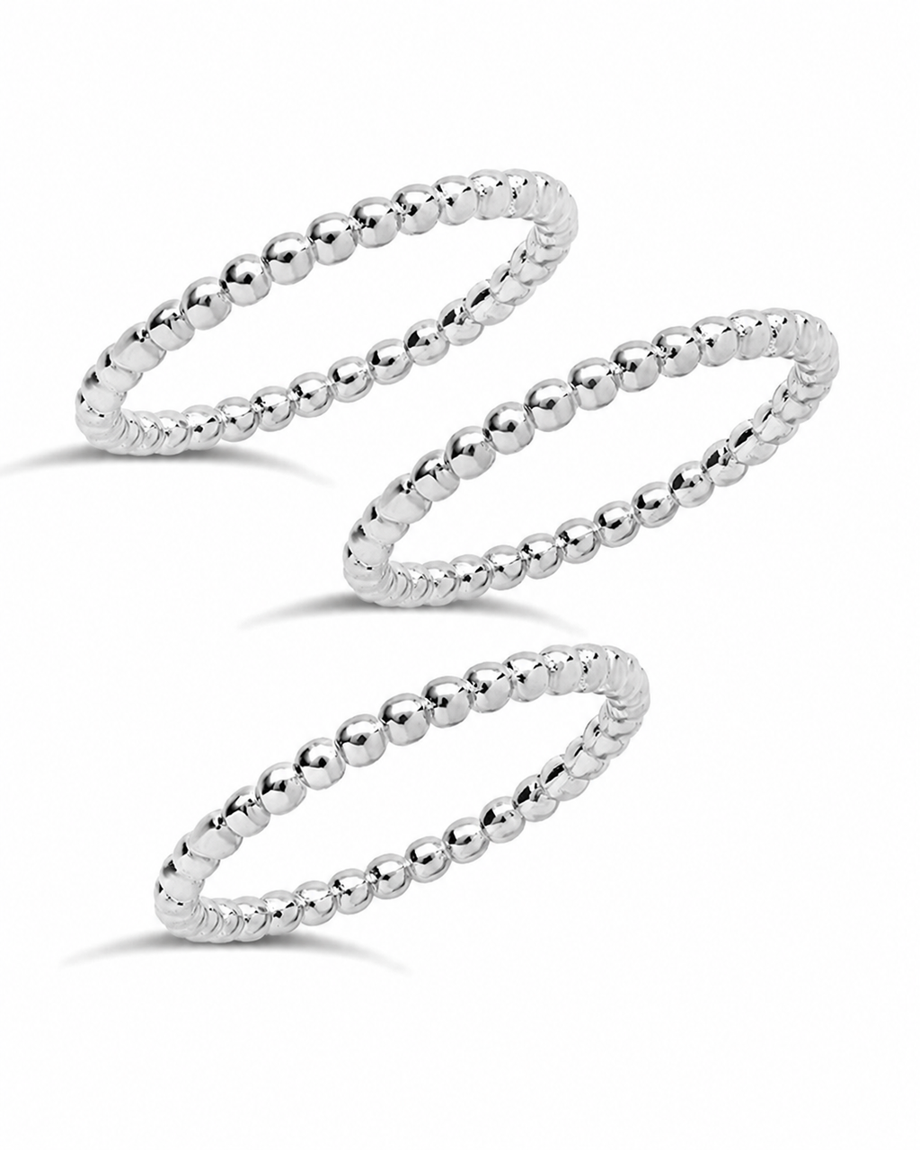 14K Gold Plated Sterling Silver Beaded Ring Set of 3