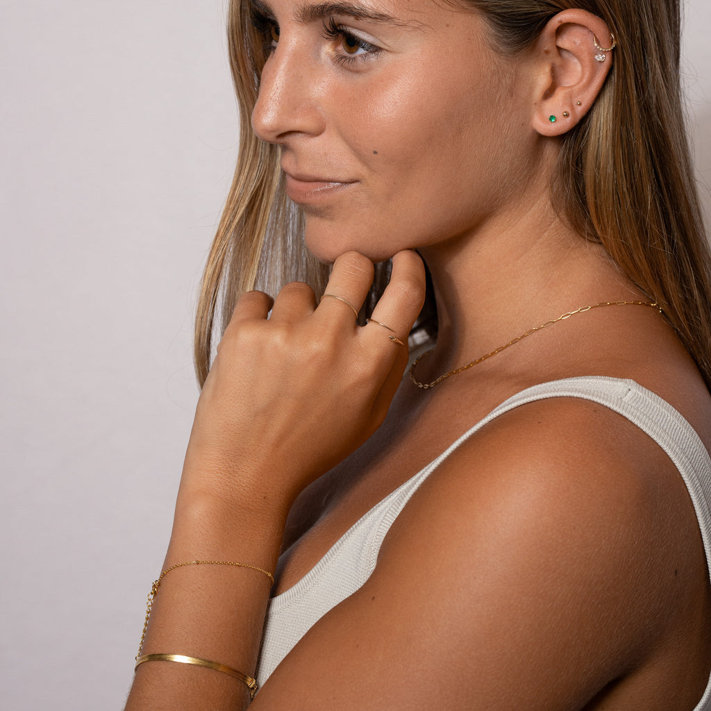 Gold Flat Herringbone Snake Chain Bracelet