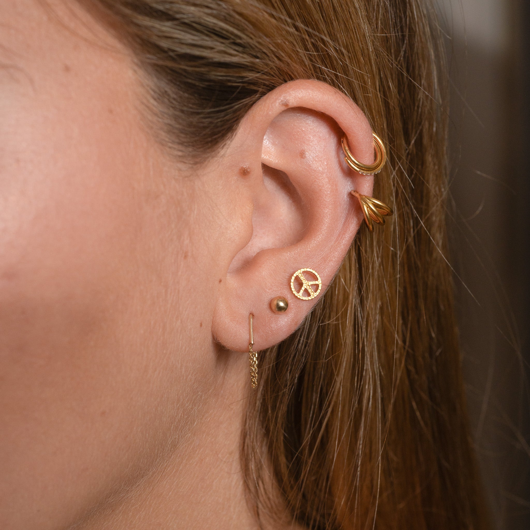Triple Circle Geometric Clicker Titanium Hinged Hoop Earring