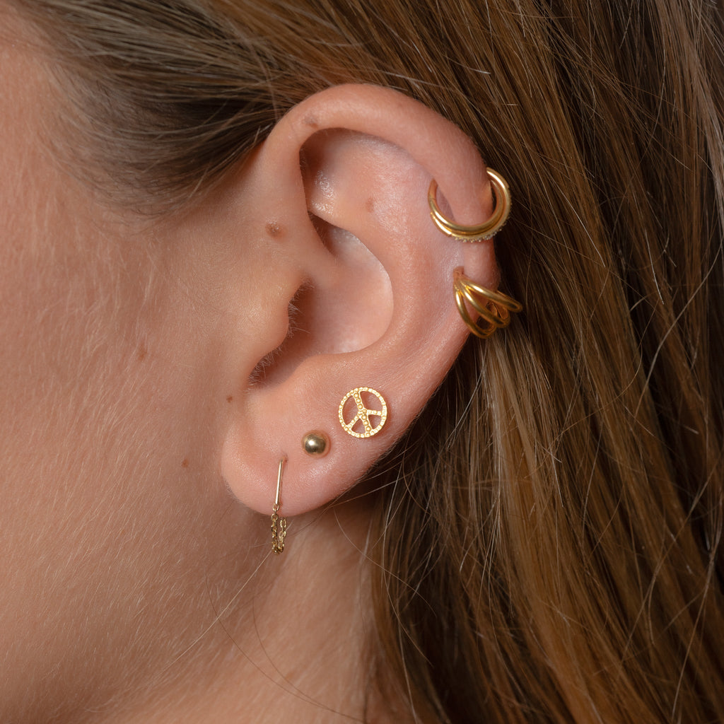 Triple Circle Geometric Clicker Titanium Hinged Hoop Earring