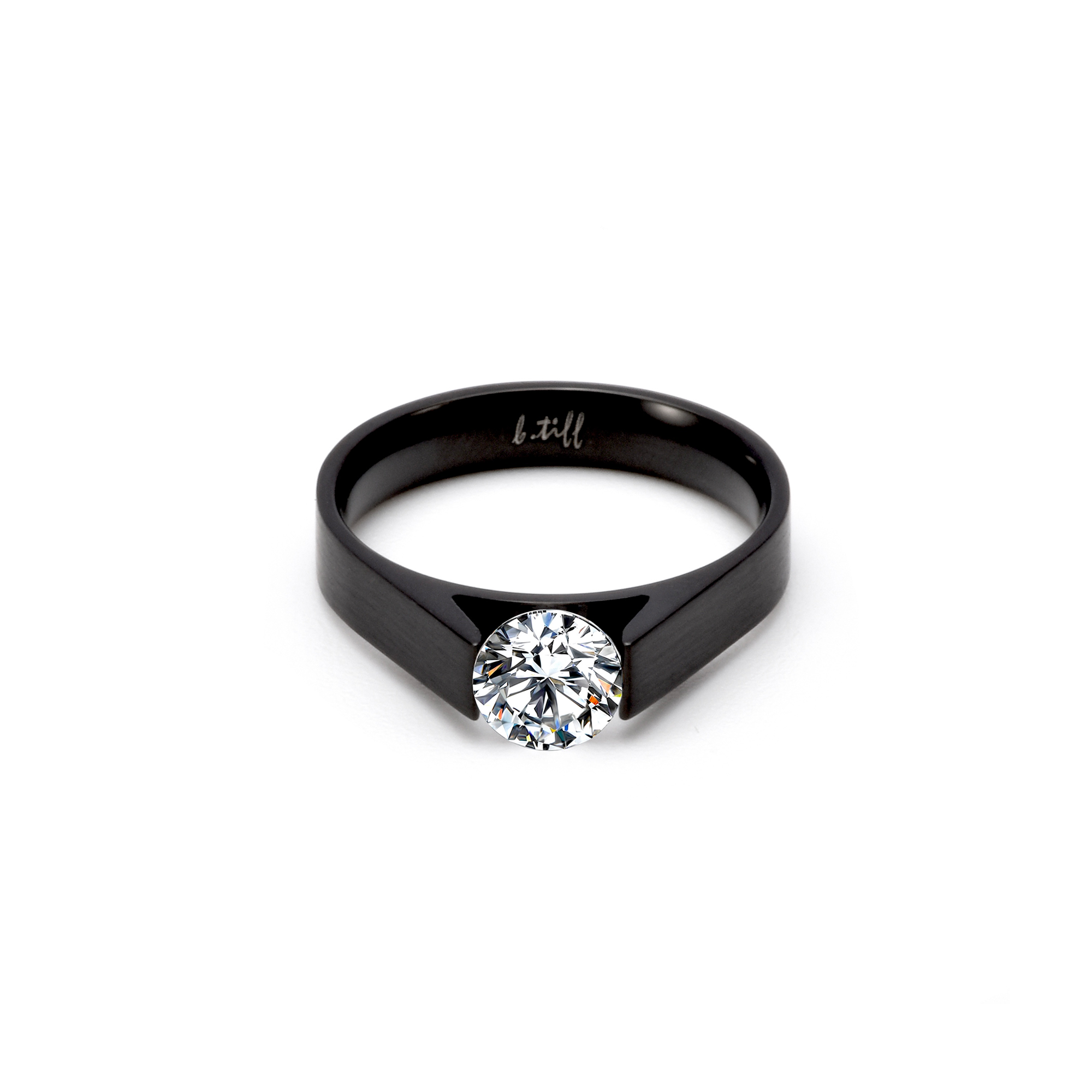 RG096B B.Tiff Tension Black .75 ct Round Solitaire Engagement Ring