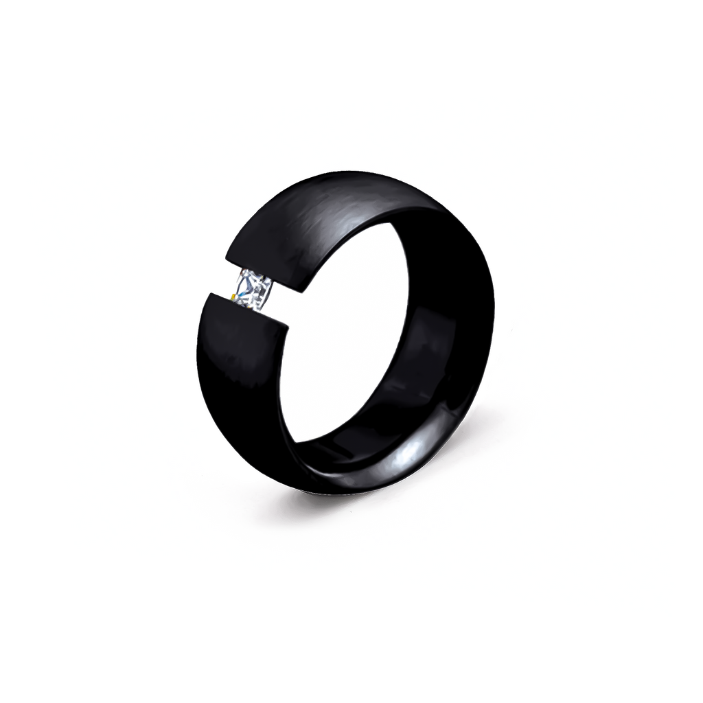 RG801B B.Tiff Princess Cut Black Wide Ring