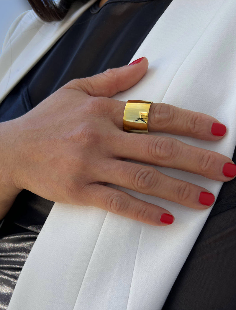 RICH Thick Cigar Band Ring | 18K Gold Vermeil