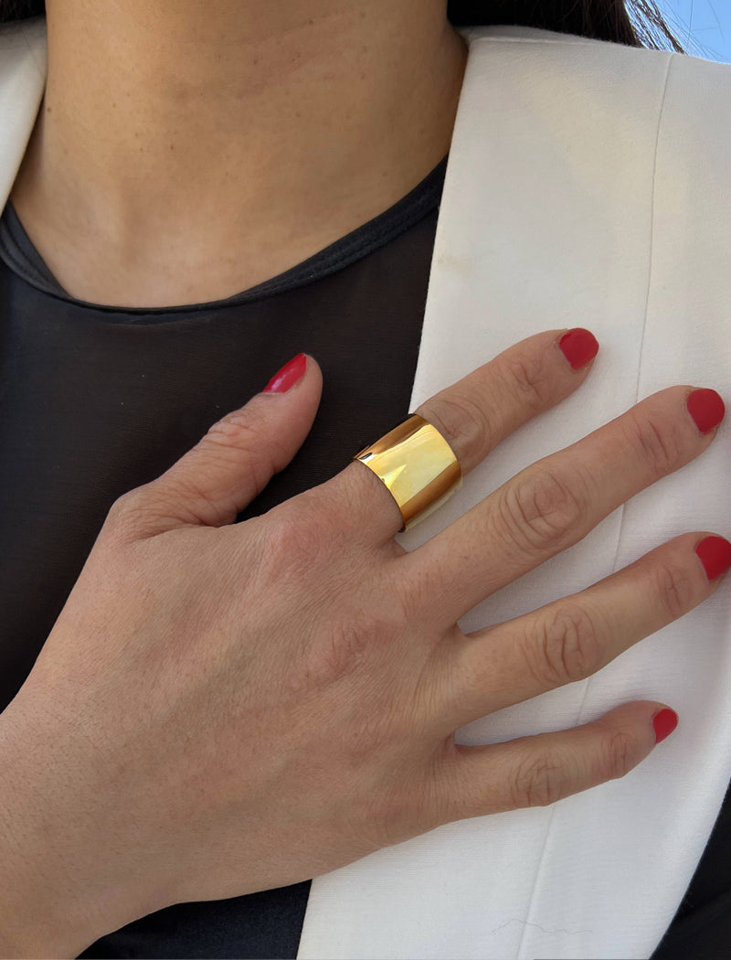 RICH Thick Cigar Band Ring | 18K Gold Vermeil (Sterling Silver base)