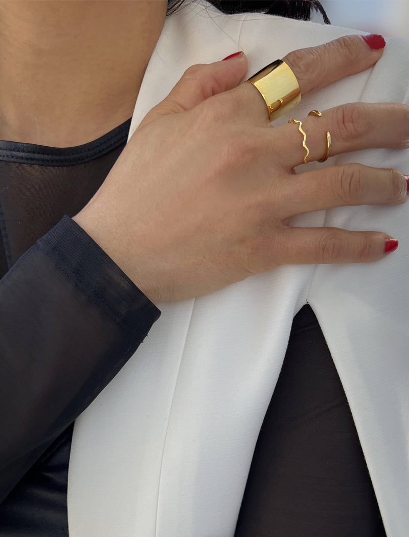 RICH Thick Cigar Band Ring | 18K Gold Vermeil (Sterling Silver base)