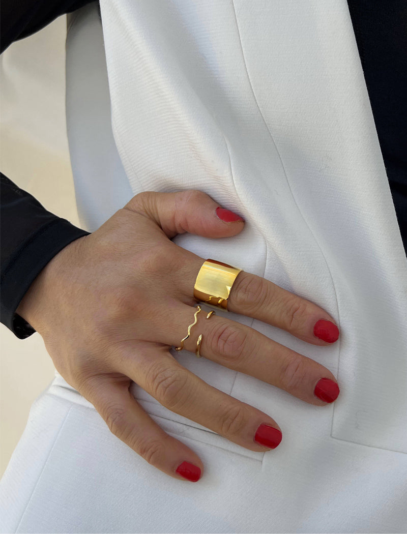 RICH Thick Cigar Band Ring | 18K Gold Vermeil (Sterling Silver base)