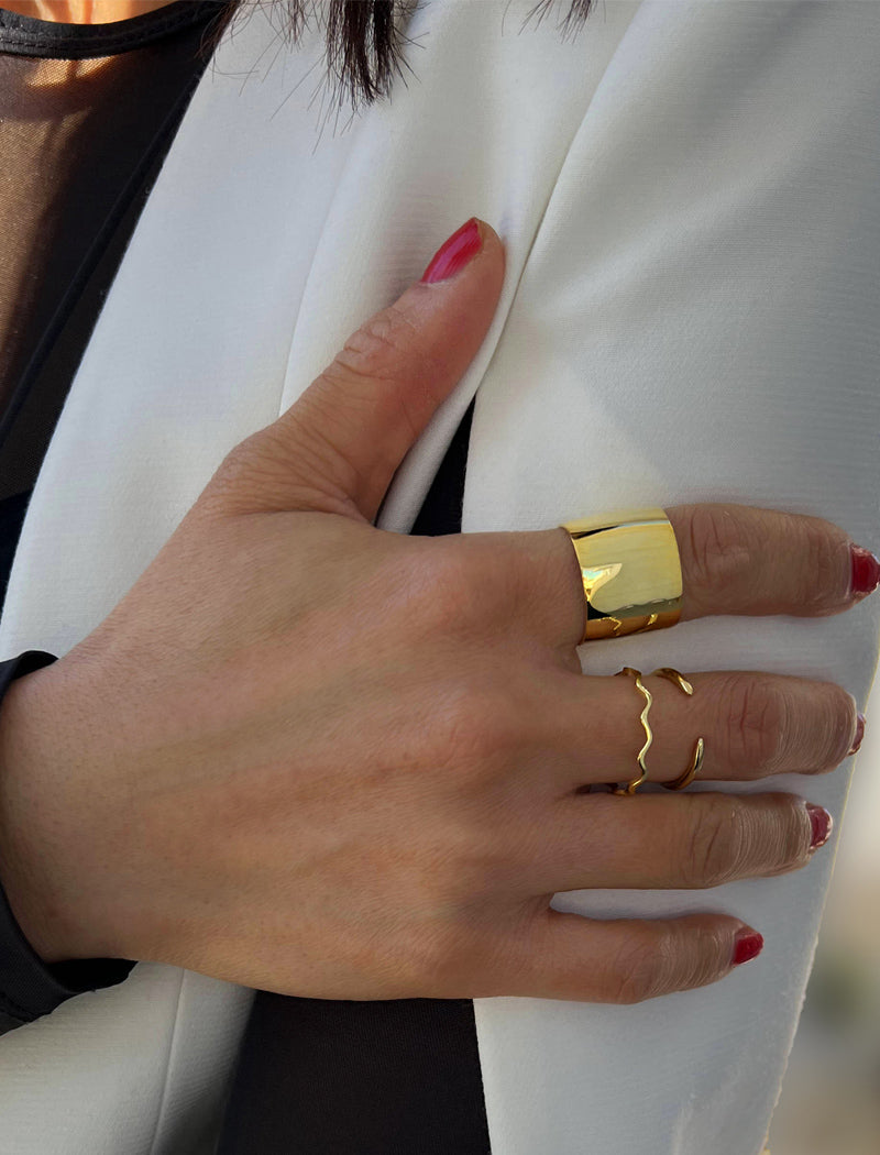 RICH Thick Cigar Band Ring | 18K Gold Vermeil