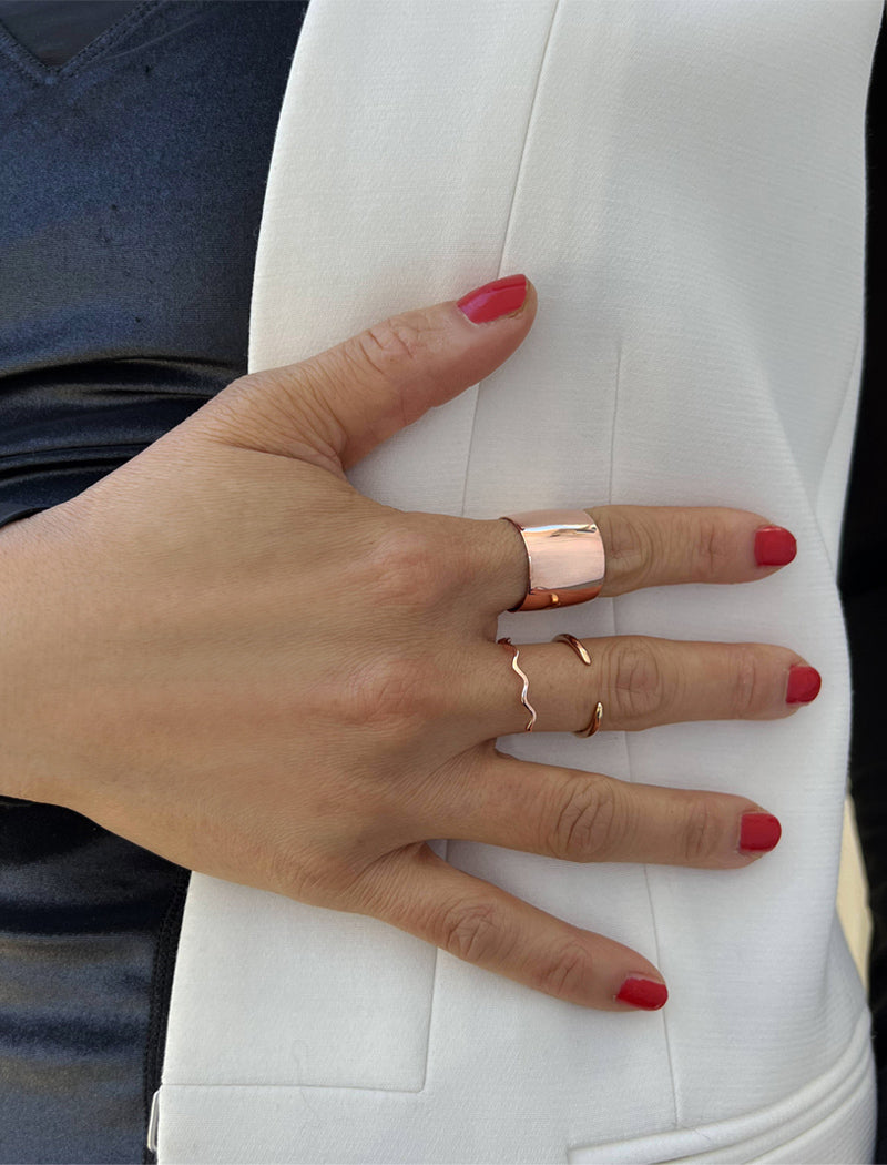 RICH Thick Cigar Band Ring | 18K Rose Gold Over Sterling Silver