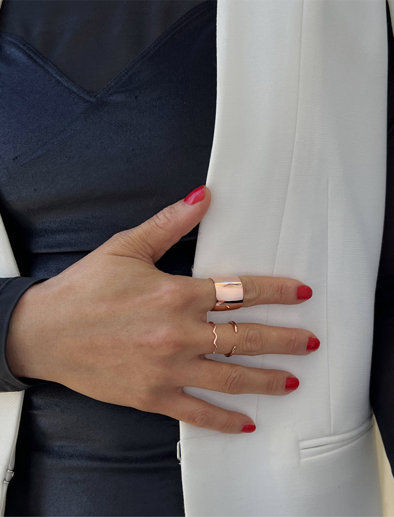 RICH Wide Cigar Band Ring | 18K Rose Gold Over Sterling Silver