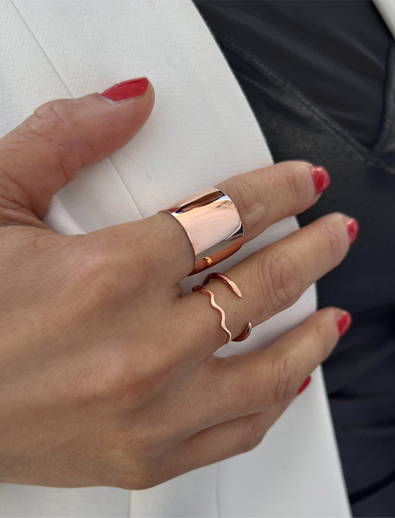 RICH Thick Cigar Band Ring | 18K Rose Gold Over Sterling Silver