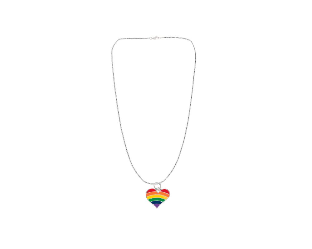 Rainbow Heart Gay Pride Necklaces