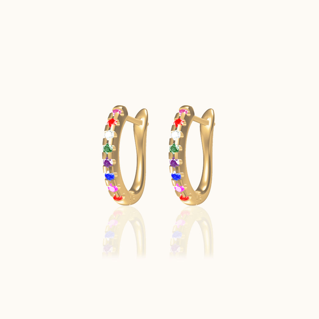 Rainbow Latch Back Hoop Earrings