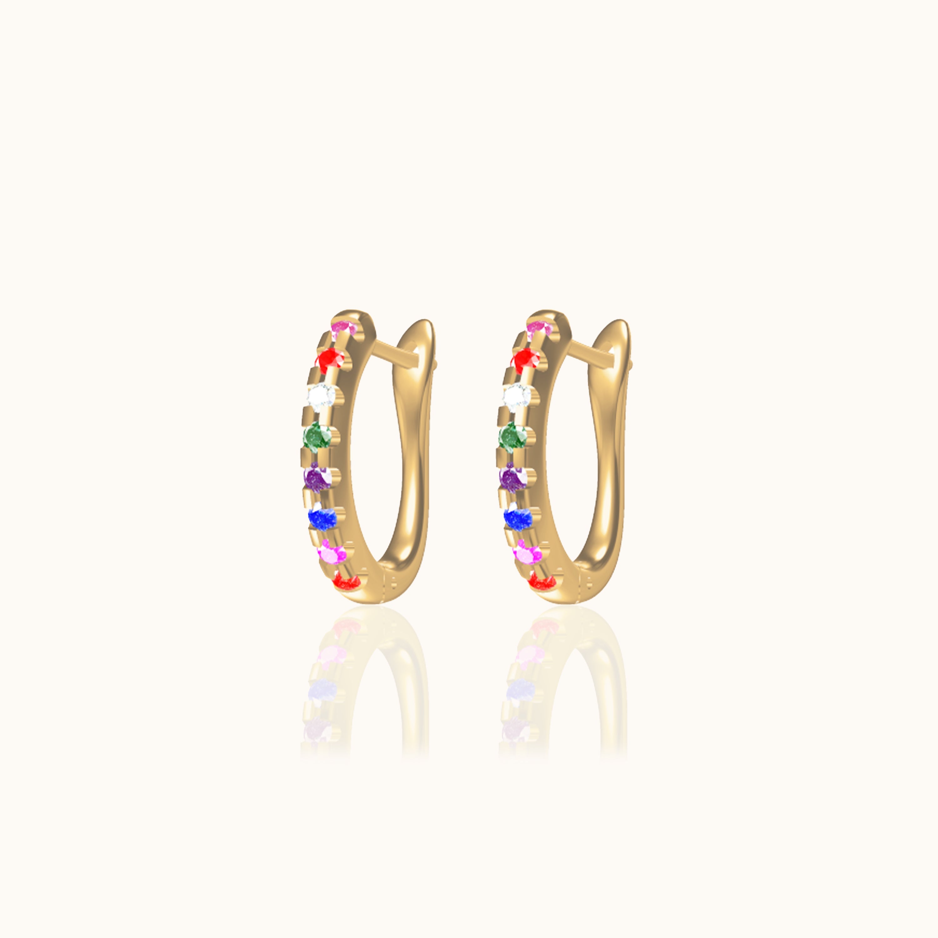 Rainbow Latch Back Hoop Earrings